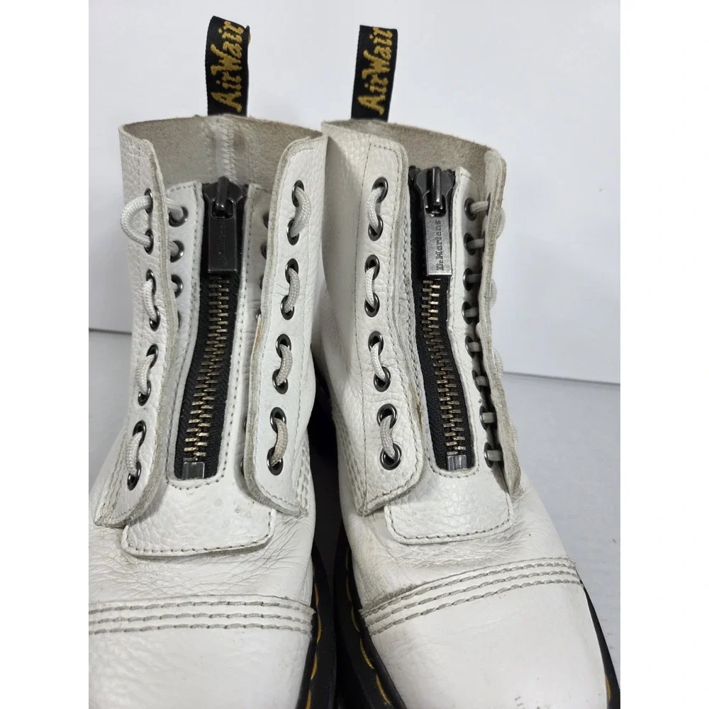 Dr. Martens Sinclair Women 8 White Milled Nappa Leather Platform  Boots Zip